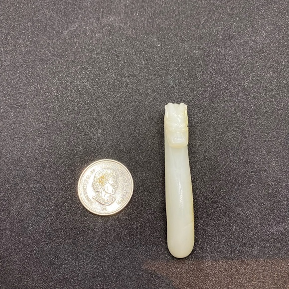 Hetian nephrite jade mutton fat dragon head buckle - Picture 10 of 16